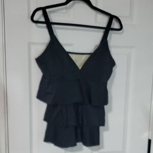 Black Tiered Ruffle Swim Takini Top